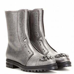 Jimmy Choo Metallic Silver Combat Boots